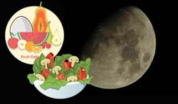 waxing moon, salad, fruits
